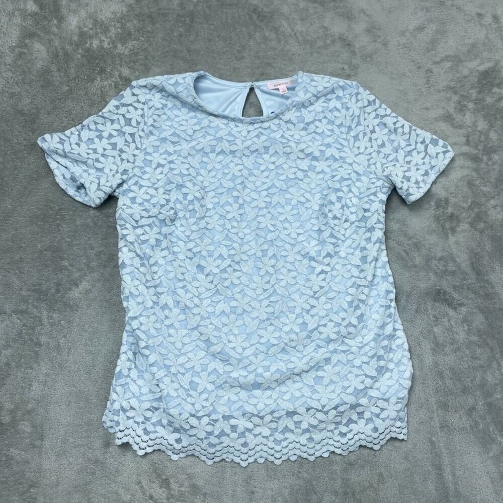 Light Blue Lace Top Womens Large By Teddi Rose Scalloped Design d0311